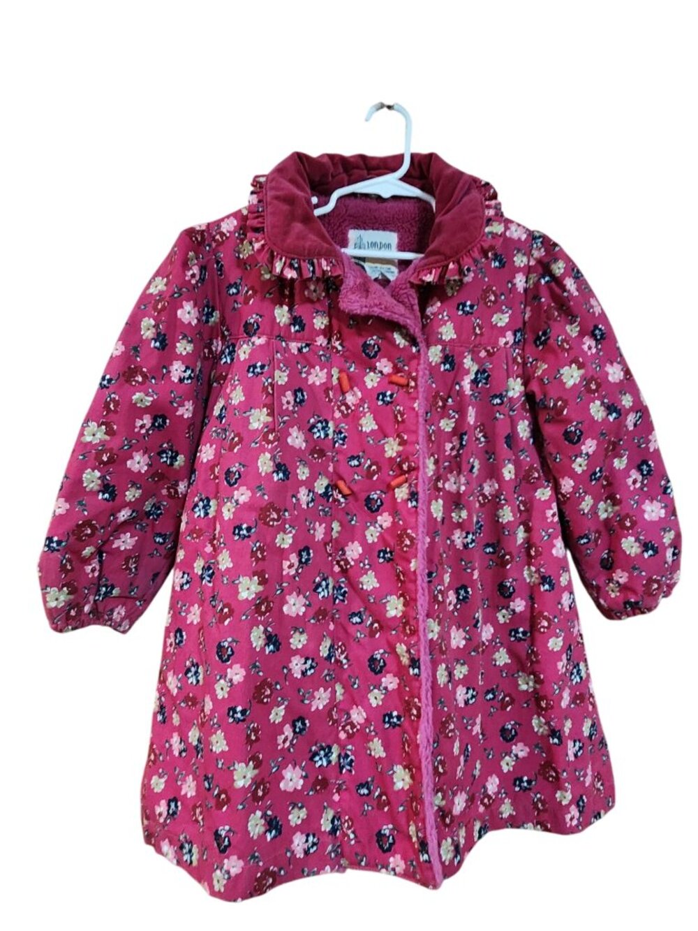 London Fog Girls Vintage Coat Fleece lining no hood size 6